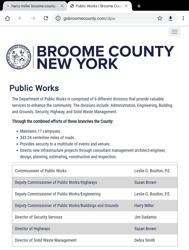 Broome County DPW Web Page 2020