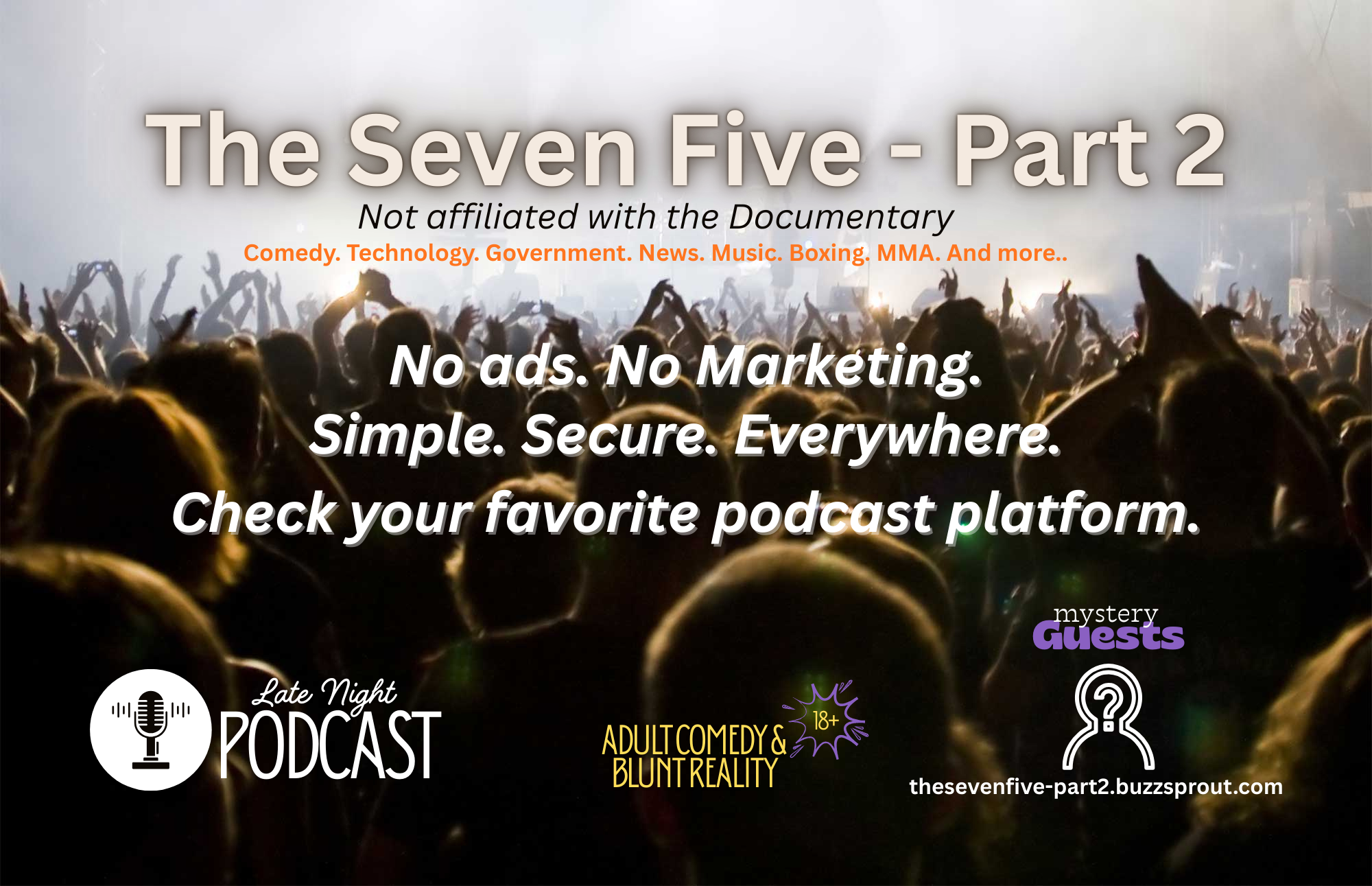 Graphic describing a new podcast called the seven five - part 2